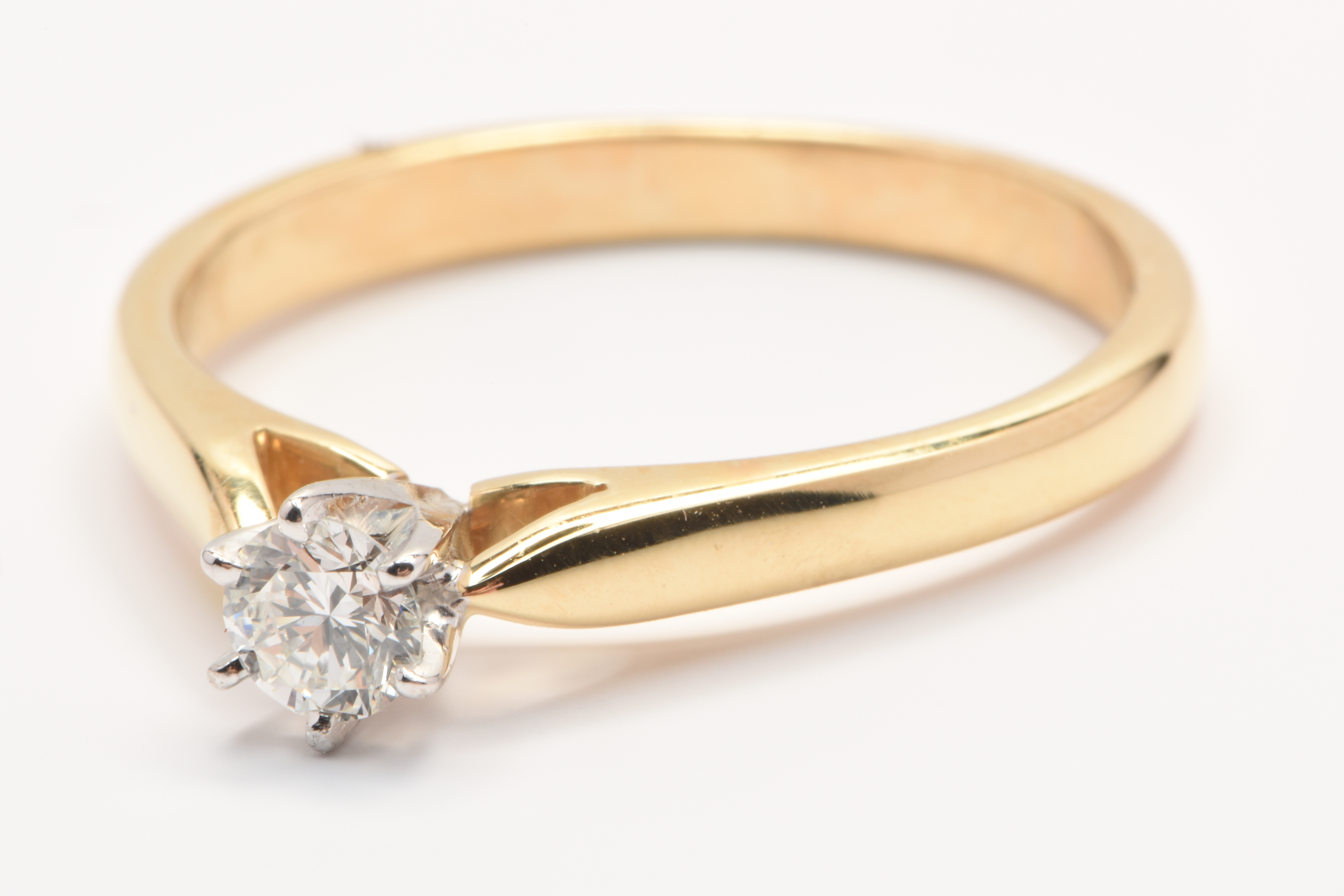 Ladies 18ct Yellow Gold Brilliant Cut Solitaire Diamond Ring 0.25ct Size Q