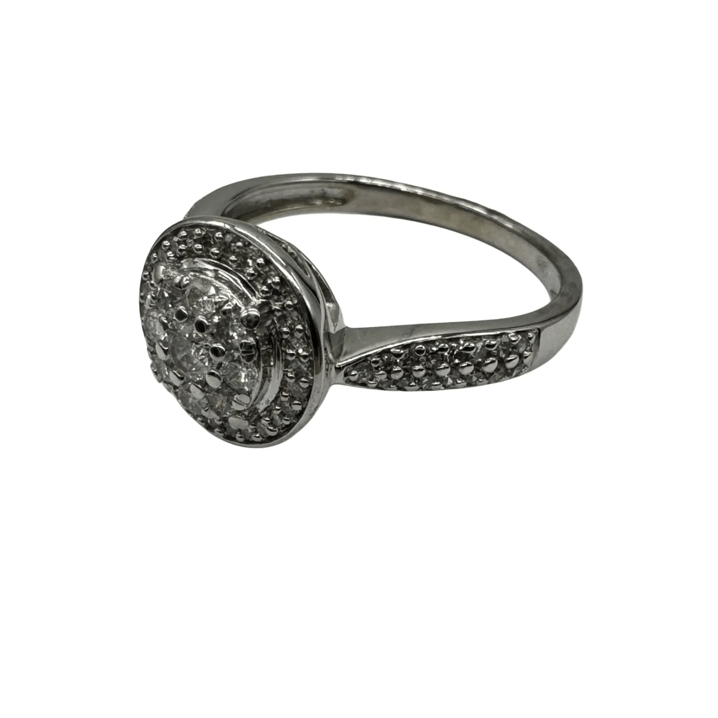 Ladies 9ct White Gold 65 Brilliant & Single Cut Diamond Cluster Ring 0.66ct TDW O 1/2 7 With Valuation (WR 1285586)