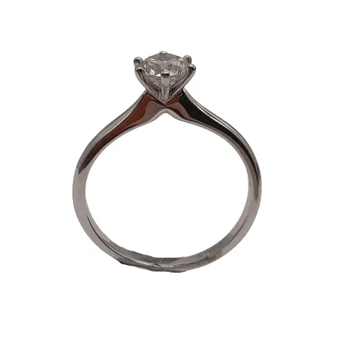 Ladies 18ct White Gold Round Ring with Round Brilliant Diamond 6 Claw Set TDW 0.54ct K 5 1/2 With Valuation