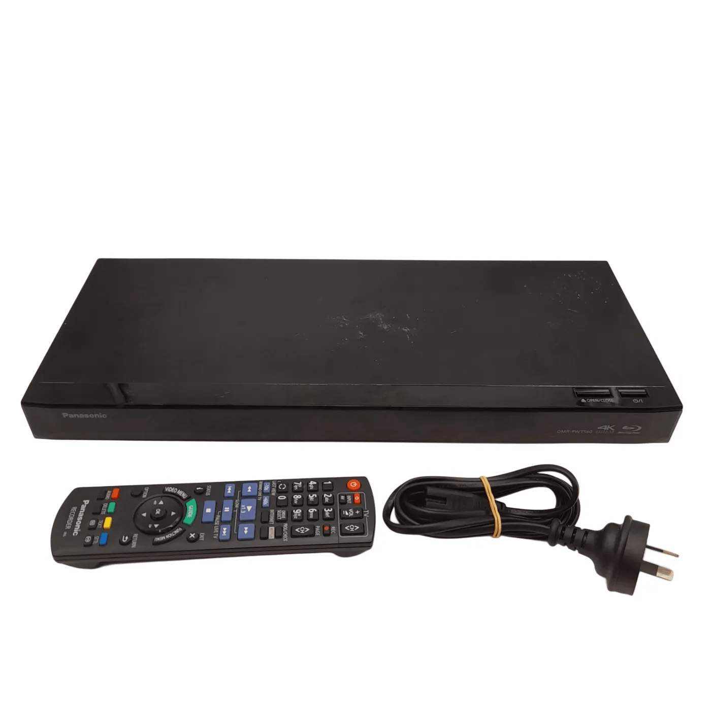Panasonic 4K Twin Tuner 500GB Blu Ray Player + Remote +Power *Some Damage & Scuffs On Top*