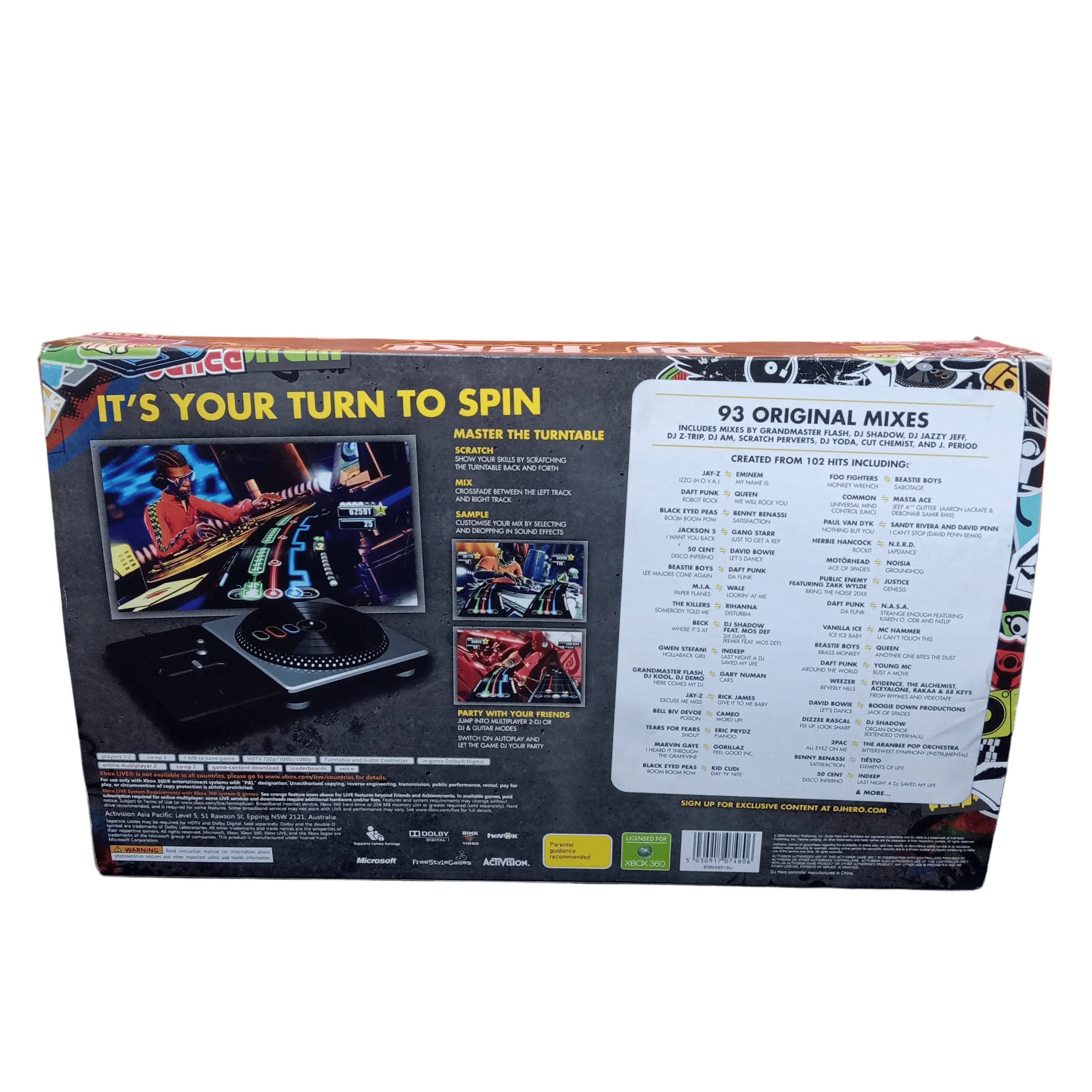 XBOX 360 DJ Hero Turntable Kit In Box + Game