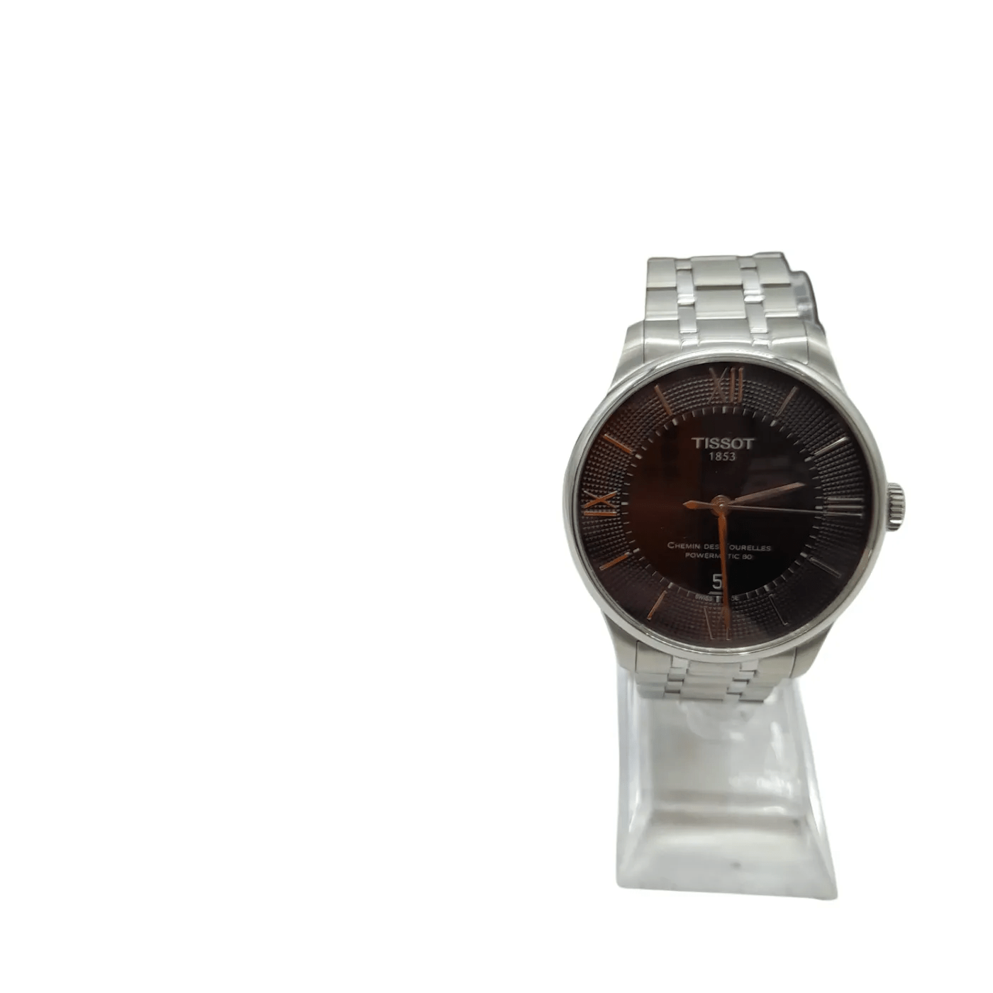 Mens Black Tissot Chemin Des Tourelles Watch Silver Stainless Steel Band with Box  (WL 1353156)