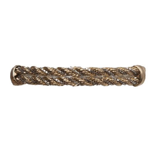 9ct Yellow & White Gold Twist Rope & Box Chain Bracelet – 16.1g, 20cm, Stamped 375