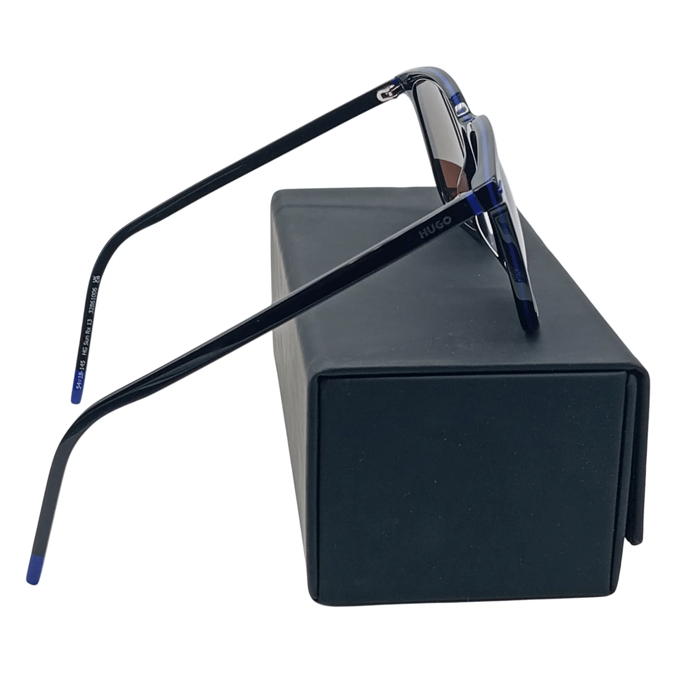 HUGO Men’s Sunglasses – Black/Blue with Box   (WR 1342310)