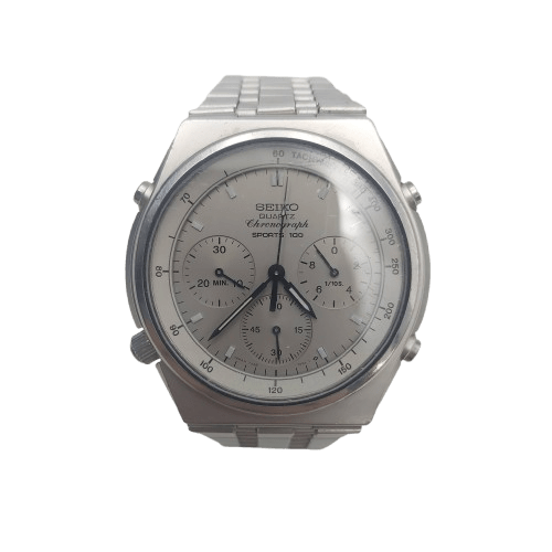 Men’s Seiko Ghost Gray Watch – Sports 100 Quartz Chronograph