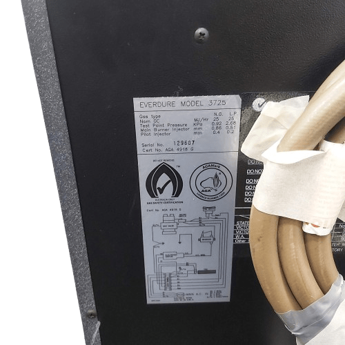 **LOCAL PICK UP ONLY** Everdure Brigadier 25MJ 3725 Natural Gas Heater, Grey, Wear + Tear, With Hose + Wheels (NA 1346659)