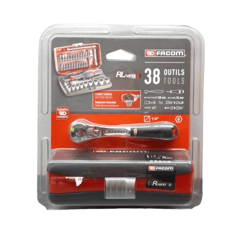 Facom 38-Piece Metric 1/4 in Standard Socket/Bit Set with Ratchet, 6 point New In Packet