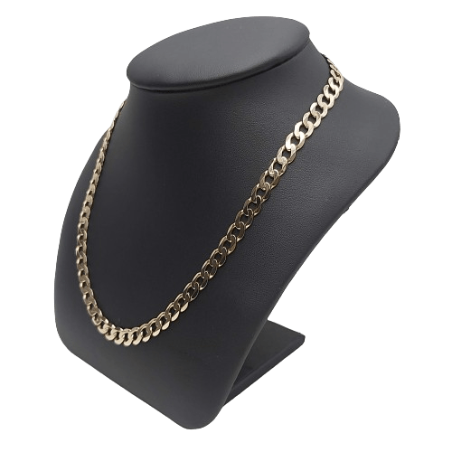 9ct Yellow Gold Curb Necklace – 37.62g, 55cm, Stamped 375