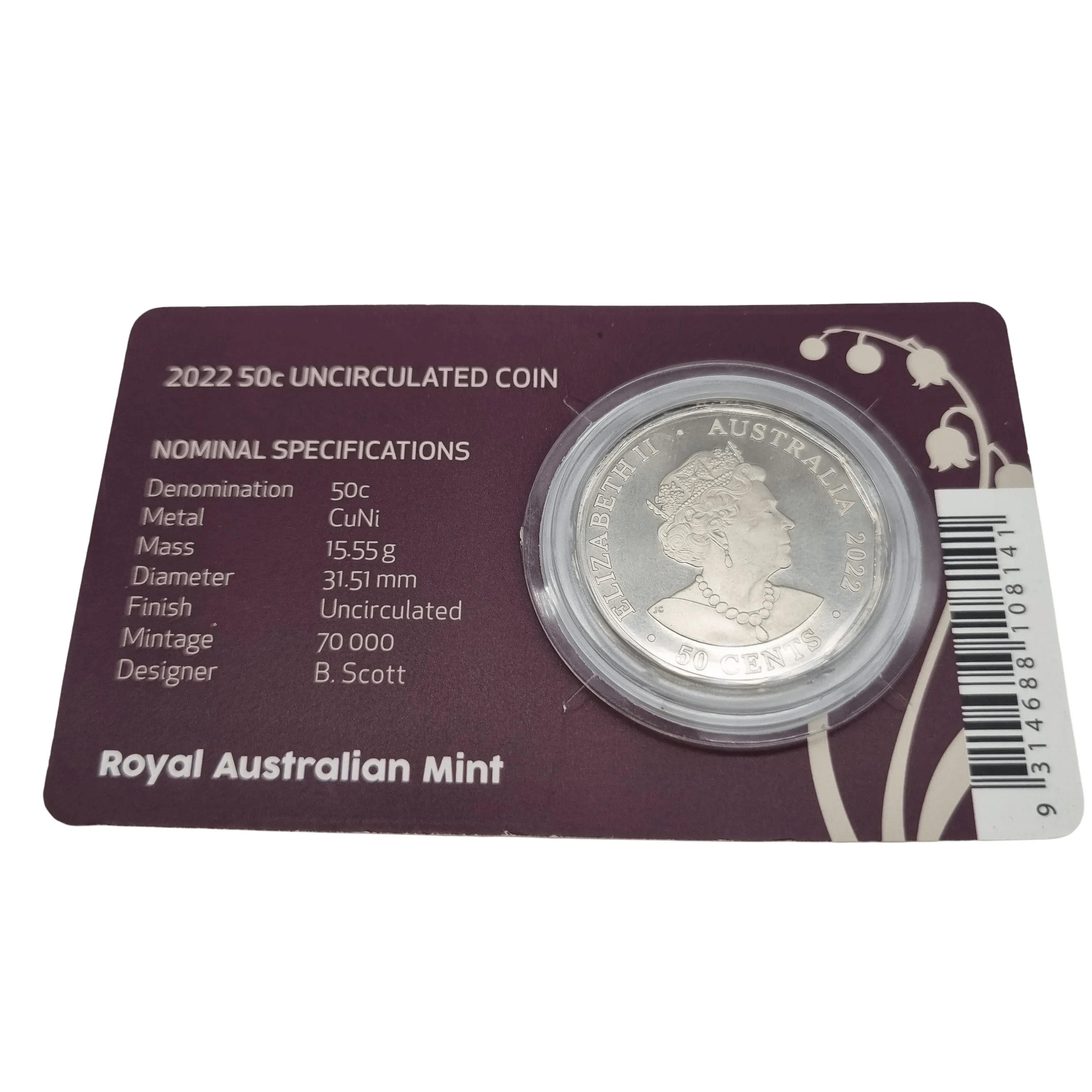50c 2022 QEII Platinum Jubilee UNC