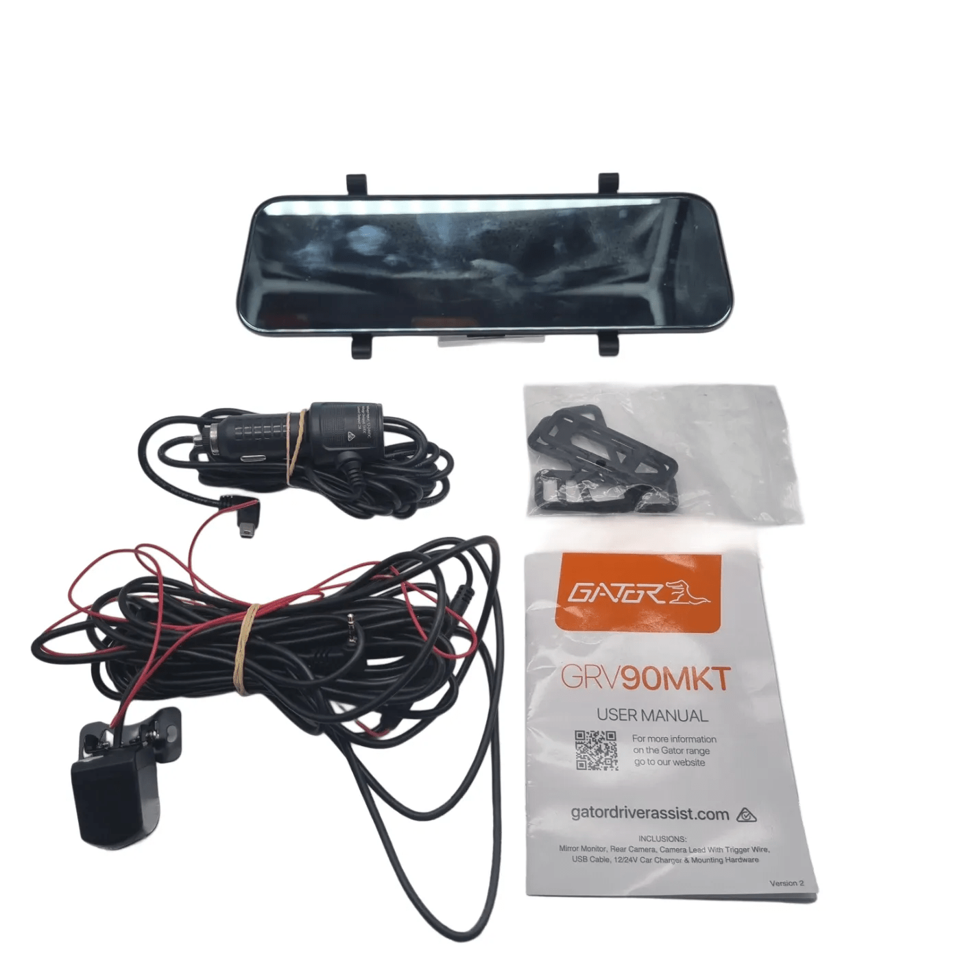 Gator Rearview Mirror/Monitor GRV90MKT Comes With Power Cord, Mount, Manual and Camera