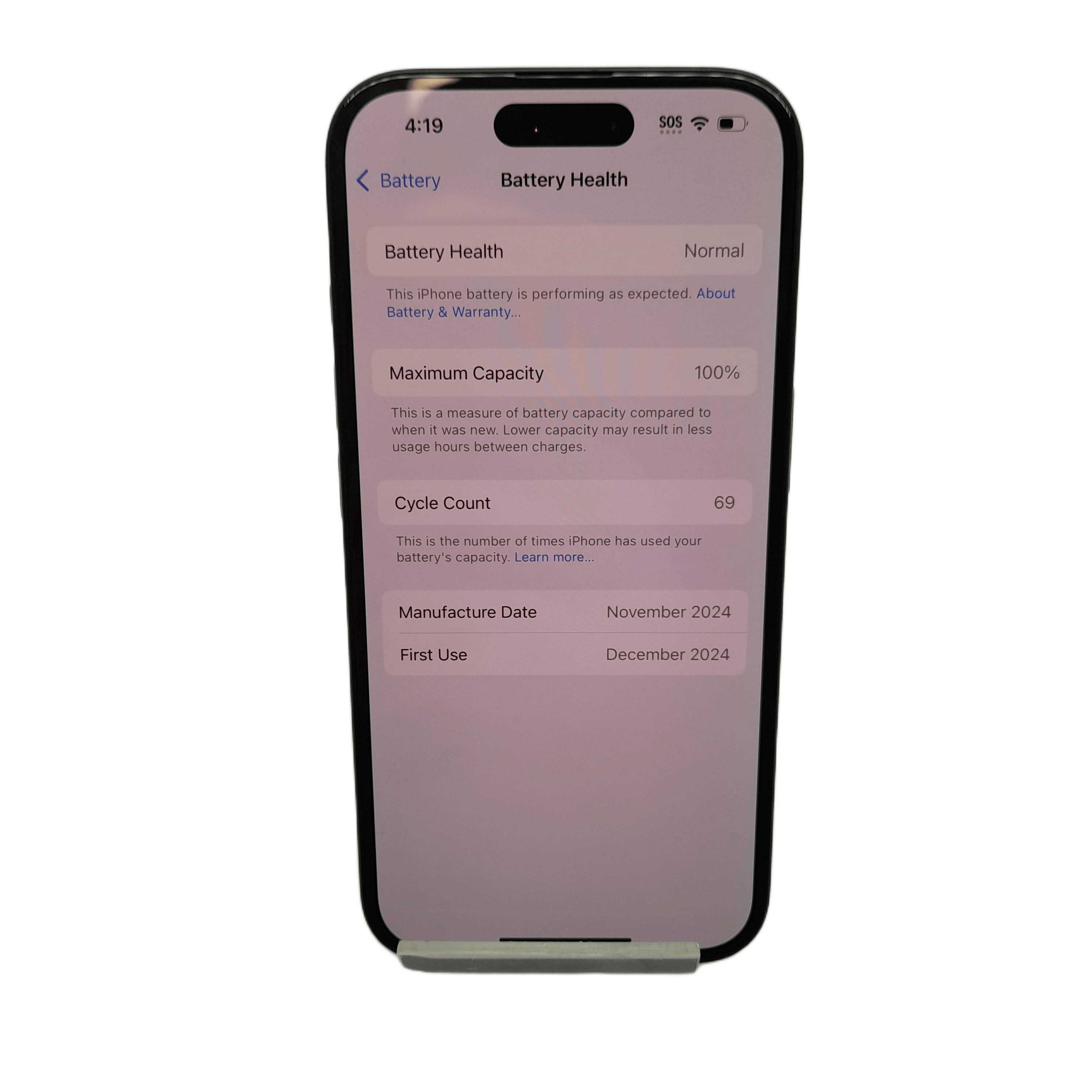Apple iPhone 16 256GB A3287 Battery Capacity: 100% (WL)