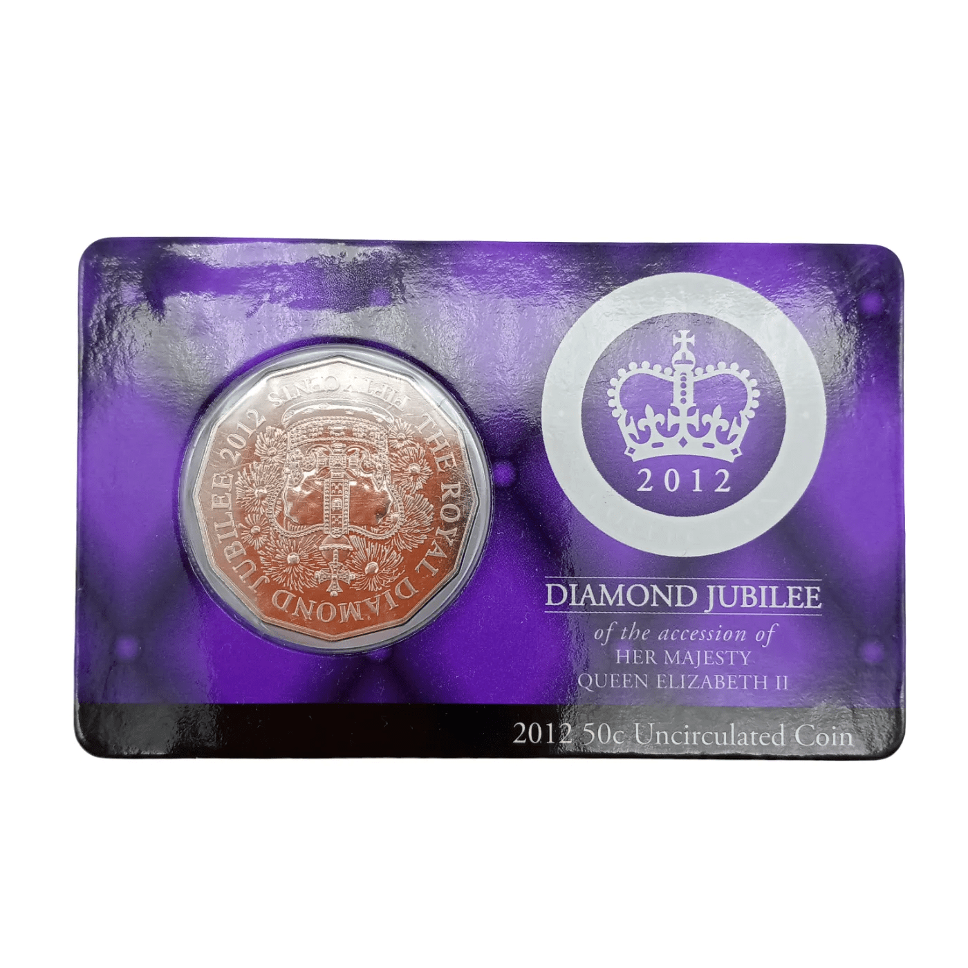 50C 2012 QEII Diamond Jubilee Carded UNC Collectors Coin