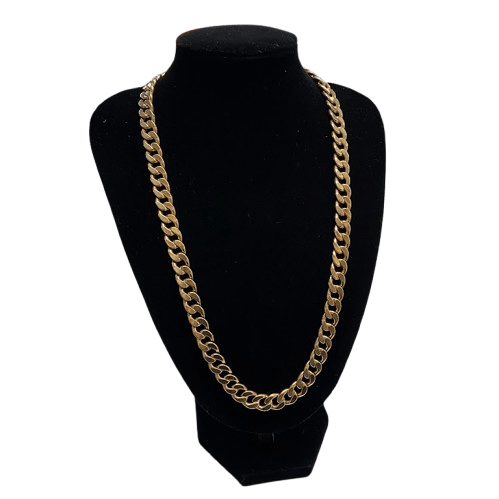 Mens 9ct Curb Link Yellow Gold Chain.  -135gm. 65cm Drop. (NG)