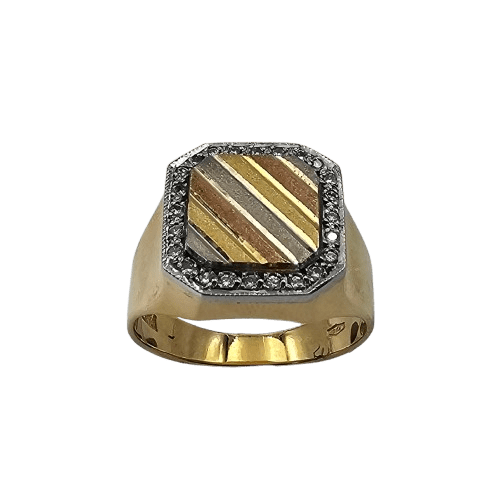 Mens 18ct Yellow, White & Rose Gold Brilliant Cut Diamond Ring 0.24ct TDW W 1/2 With Valuation (MR)