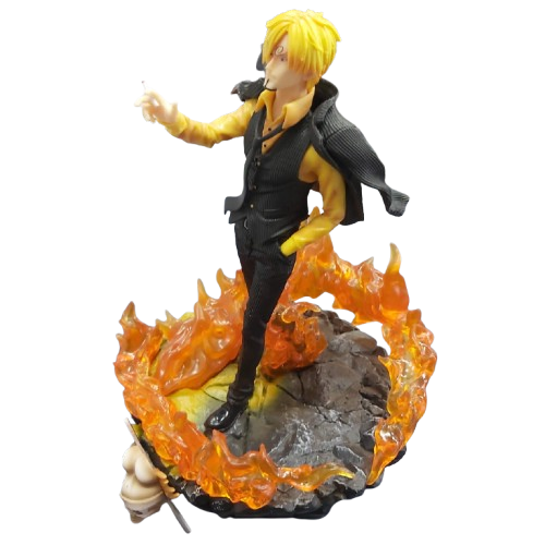 One Piece Three Fighting Blood Sanji Action Figure Luffy Sauron Illuminated Scene Statue Anime Figure 40cms
