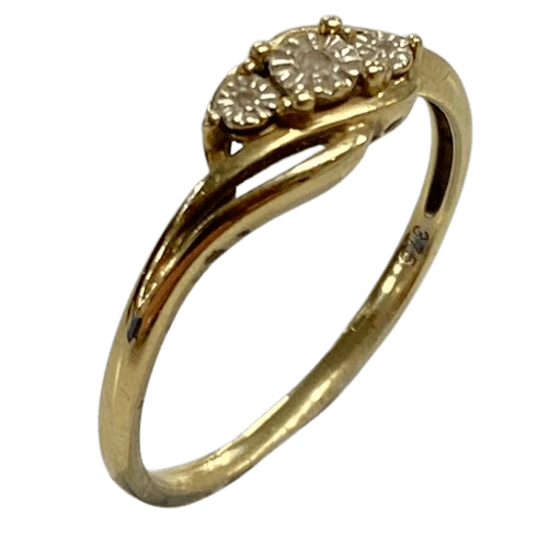 Ladies 9ct Yellow Gold Accent Ring. 1.5GMS Size 8.5