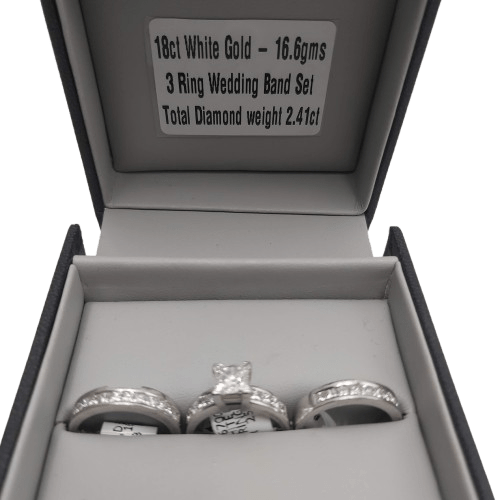 18ct White Gold 3-Piece Wedding Set 2.41ct TDW with Valuation Paperwork