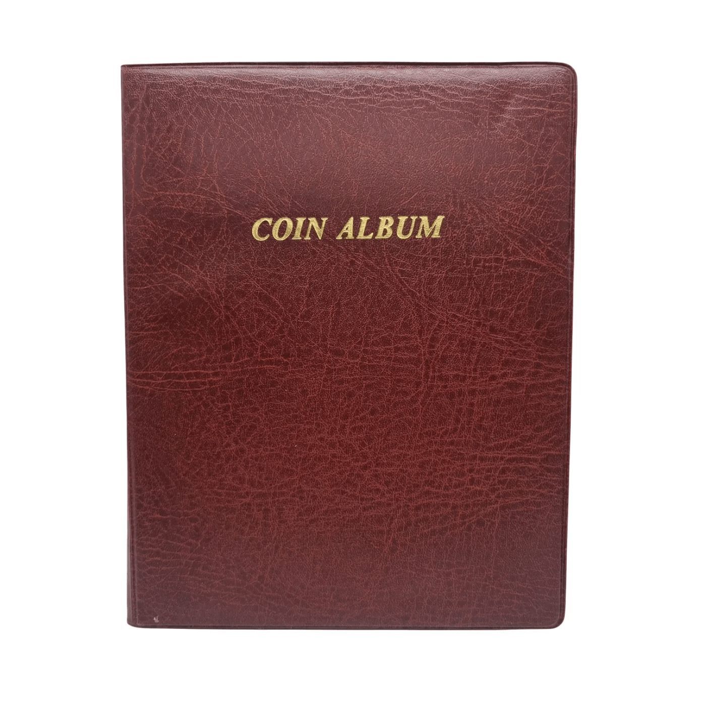 Assorted Worldly Coins In Dark Red Coin Album (Includes: French, Spanish, UK, Italian, Austrian, German etc)(WR 1342528)