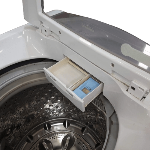 **LOCAL PICK UP ONLY** LG Top Loader Washing Machine WT-H8006, White, 8KG, Some Rust To Front Panel, With 3x Hoses + Drain Hose (NA 1343872)