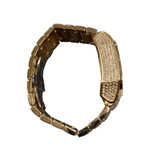 Pintime Square Face Watch Mens Gold With Bling (GE)