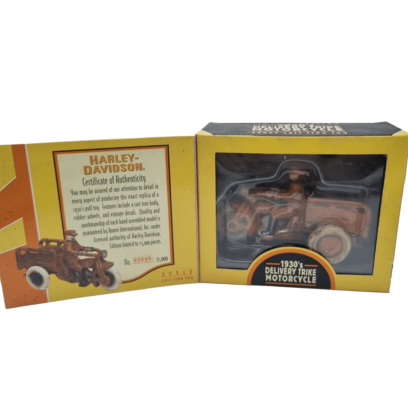 Harley Davidson Limited Edition Collectible: 1930’s Police Sidecar Motorcycle Orange #03040/15000 (From 1997)