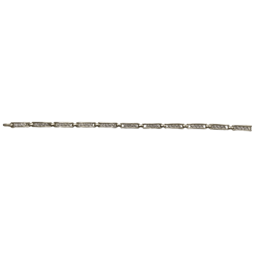 9CT Yellow Gold Bracelet – 6.8g, 20cm, with 11x 0.01ct Diamonds and Fold-Over Clasp