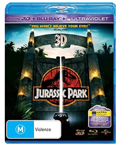 Jurassic Park Blu Ray 3D + Blu Ray + Ultraviolet- Very Good Condition