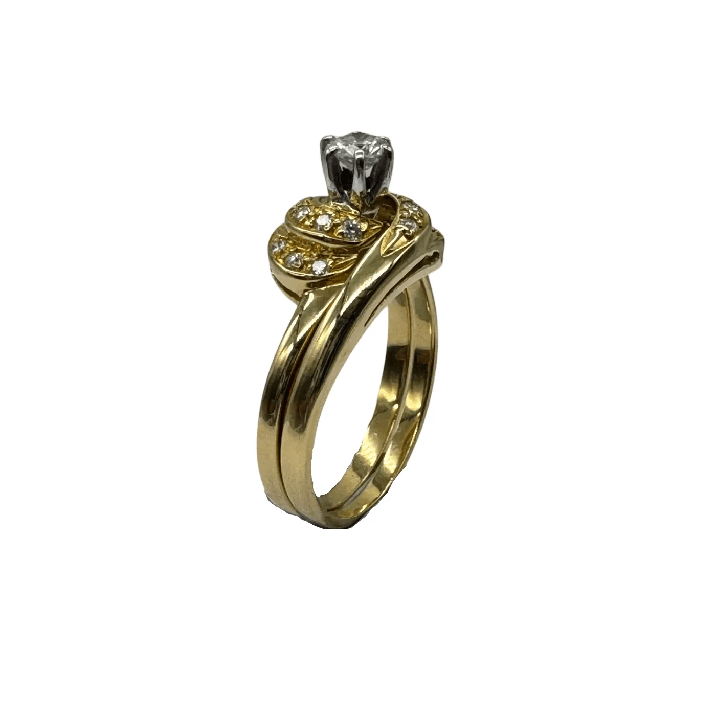 Ladies 18ct Yellow & White Gold 15 Stone Diamong 2 Ring Set 0.32ct TDW K 1/2 5 3/4 With Valuation (WR)