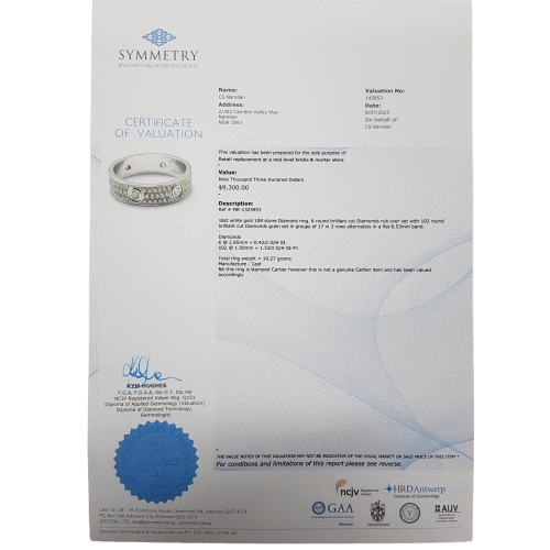 Mens 18ct White Gold Brilliant Cut Diamond Rub Over and Grain Set Ring 4.15ct TDW Z 1/2 With Valuation
