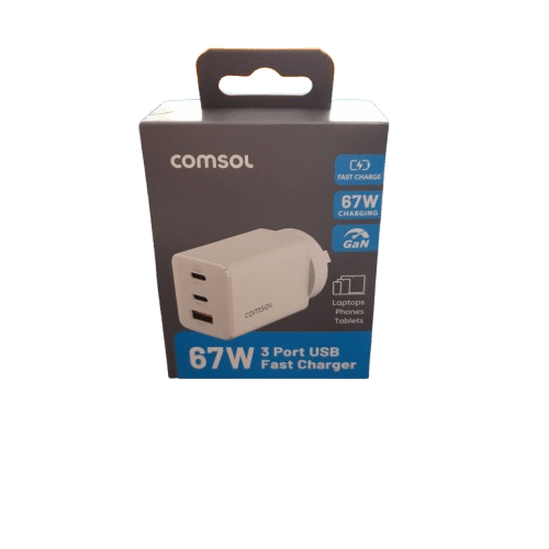 Comsol 67W 3 Port Wall Charger White (LN)