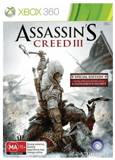 XBOX 360 Assassin’s Creed III (3) 2 Disc, Very Good Condition With Case & Manual