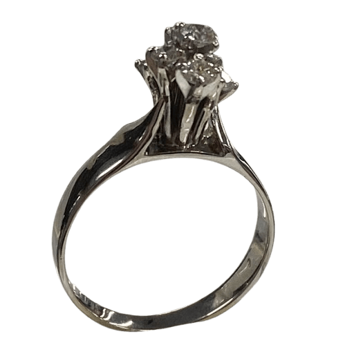 Ladies 18ct White Gold Diamond Cluster With 7 Round Brilliant Cut Diamons Claw Set In Tulip Spike Cluster. TDW 0.50ct. Size N. With Valuation Certificate.