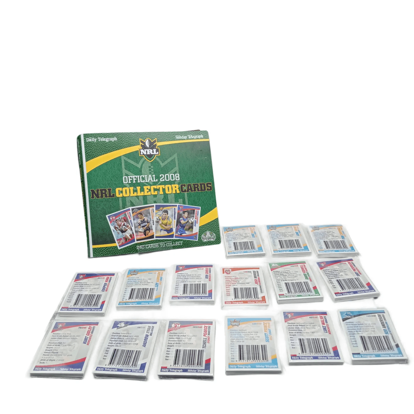 DAILY TELEGRAPH NRL CARDS 2008 FULL SET GREEN FOLDER WITH PACKETS   (WR 1323990)