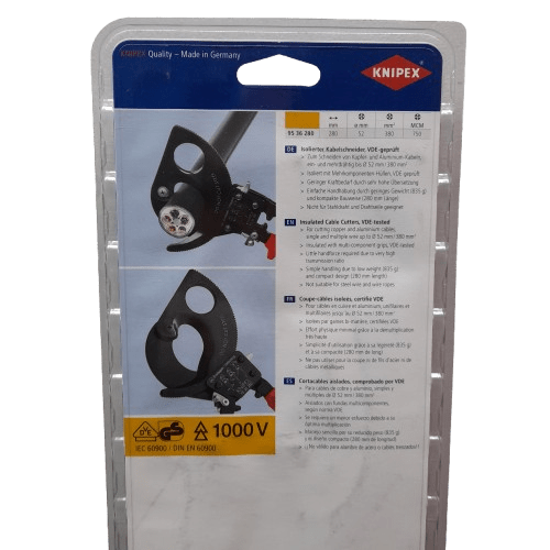 Knipex Knipex VDE/1000V Insulated Ratchet Cable Cutters