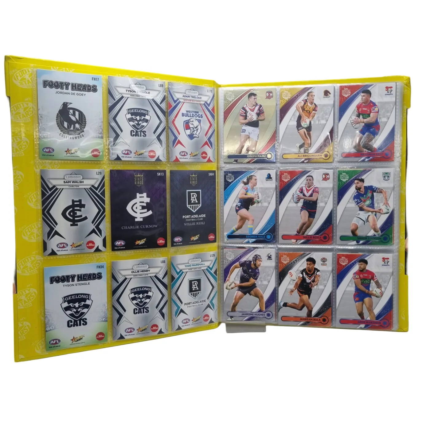 Brand Card Album – Yellow Select AFL Album with Assorted Cards (AFL, NRL, Pokémon, Cricket, Baseball) (WR 1345171)