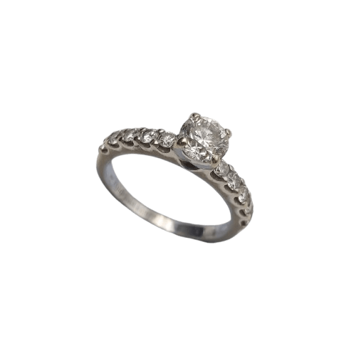 14ct White Gold 11-Stone Diamond Ring – 0.20ct G/I1 Centre, 10 Accent Stones – Size 51 – Valued at AUD $7,000
