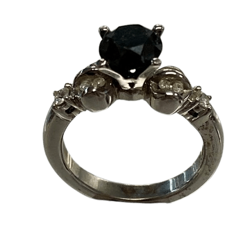 Ladies 18ct White Gold 1.65ct Round Brilliant Black Diamond Ring. Size M. TDW 1.87ct. With Valuation Certificate.
