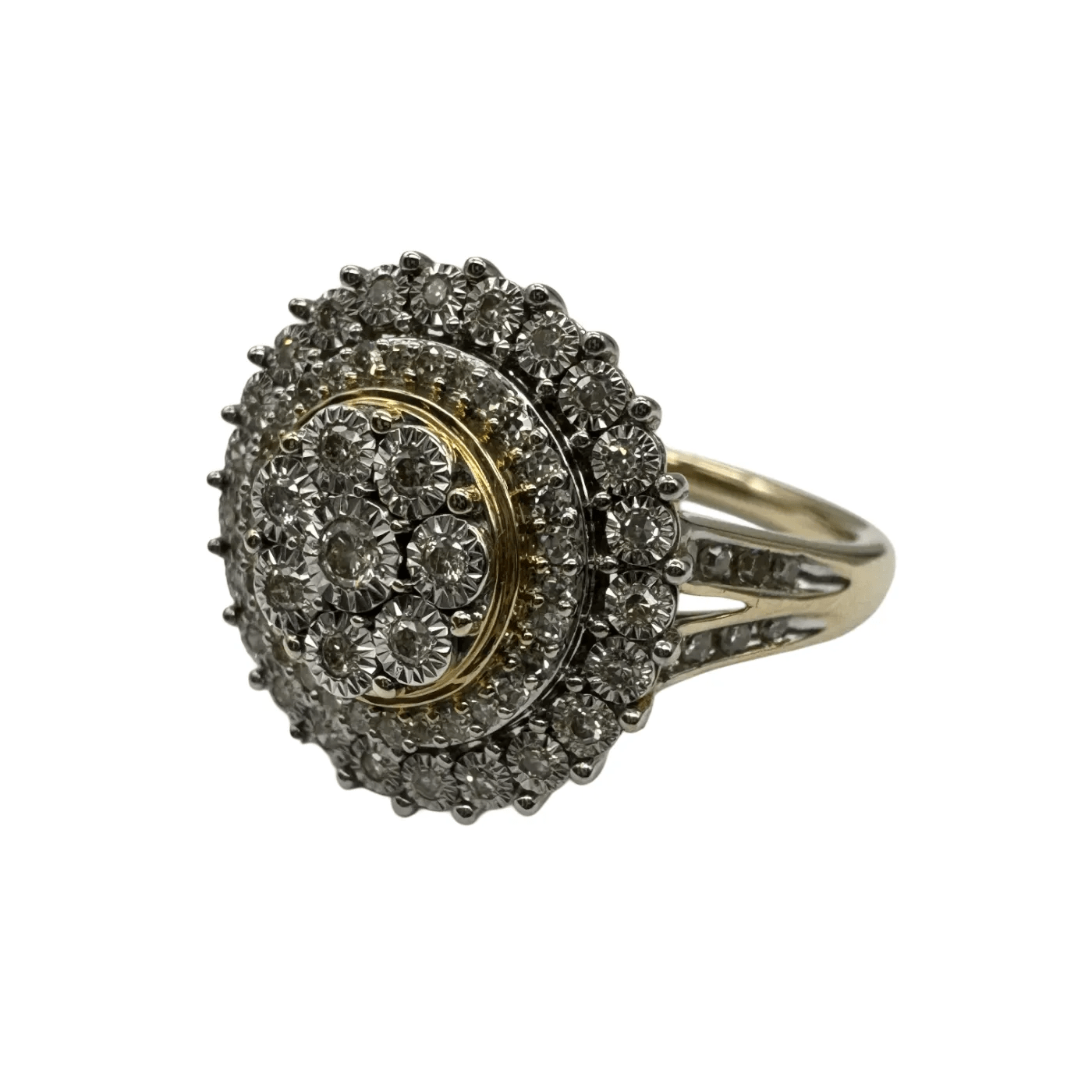 Ladies 9ct Yellow Gold 77 Stone Diamond Cluster Ring 0.50ct TDW O 7 1/2 With Valuation (WR 1314209)