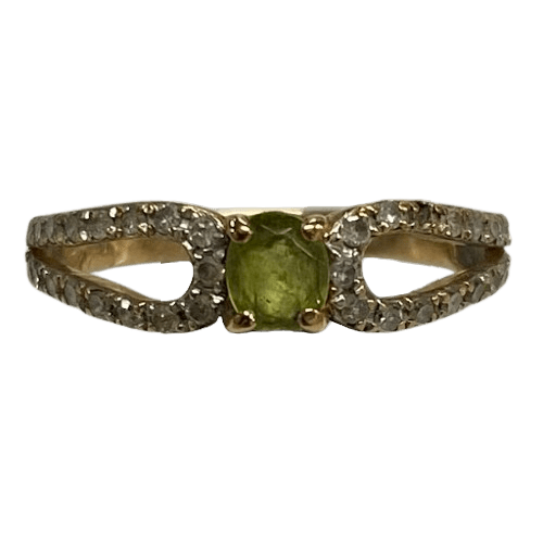 Ladies 9ct Yellow Gold Ring  2.2gms with Green Stone
