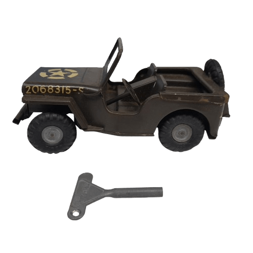 Vintage Tri-Ang Minic Clockwork Jeep Model Car with Box