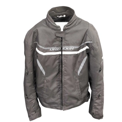 Dririder Motorcycle Jacket, Black With Silver Trim, 4XL, Good Condition – Main Body Zip Damaged