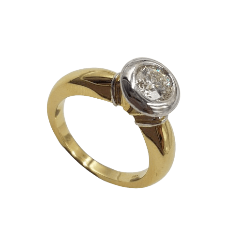 Ladies 18ct Yellow & White Gold Round Brilliant Cut Diamond Ring 0.50ct TDW J 1/2 With Valuation