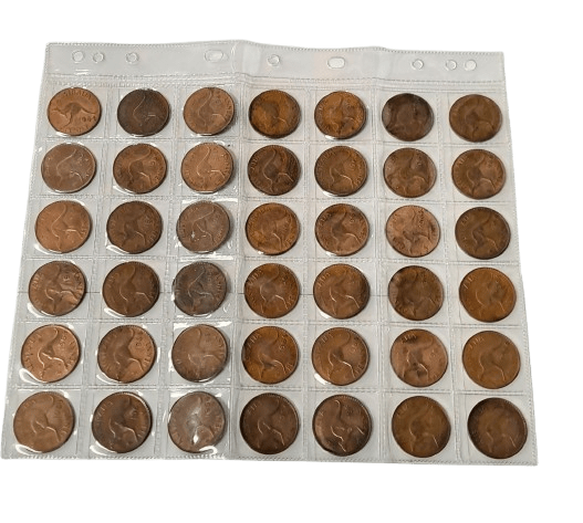 Australian 1964 Penny Collection In Plastic Display Sleeve