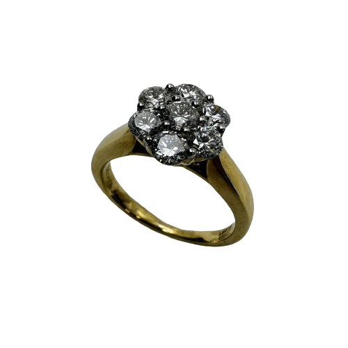 Ladies 9ct Yellow Gold Lab Diamond Cluster Enagagement Ring Size M