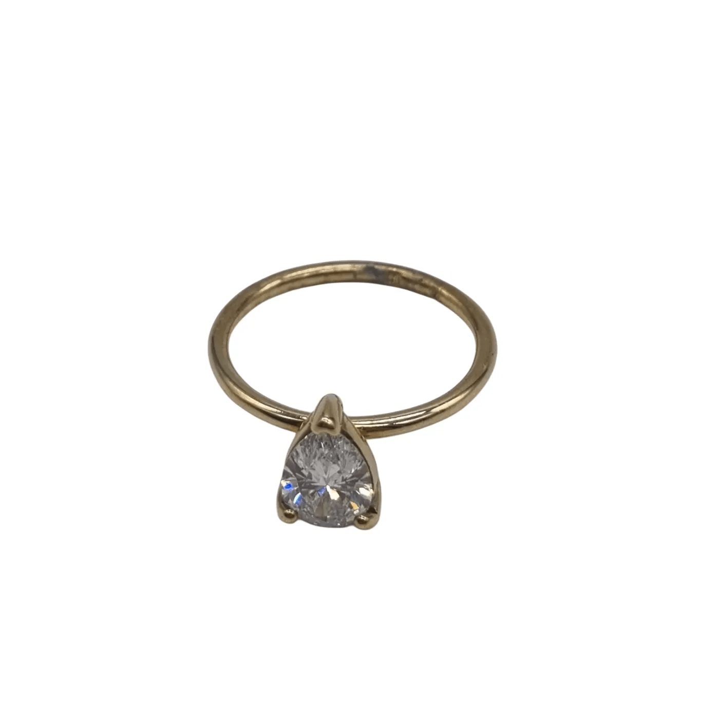 9ct Yellow Gold 2.01g Single Stone Diamond Ring – 1.10ct Pear Shape Diamond – Size 7+ Val Certificate