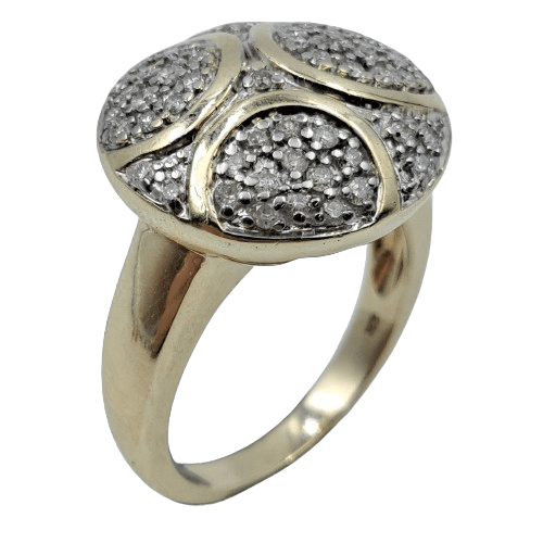Ladies 9ct Yellow Gold Diamond Ring 8.71 Grams 54 Diamonds With Evaluation Size P