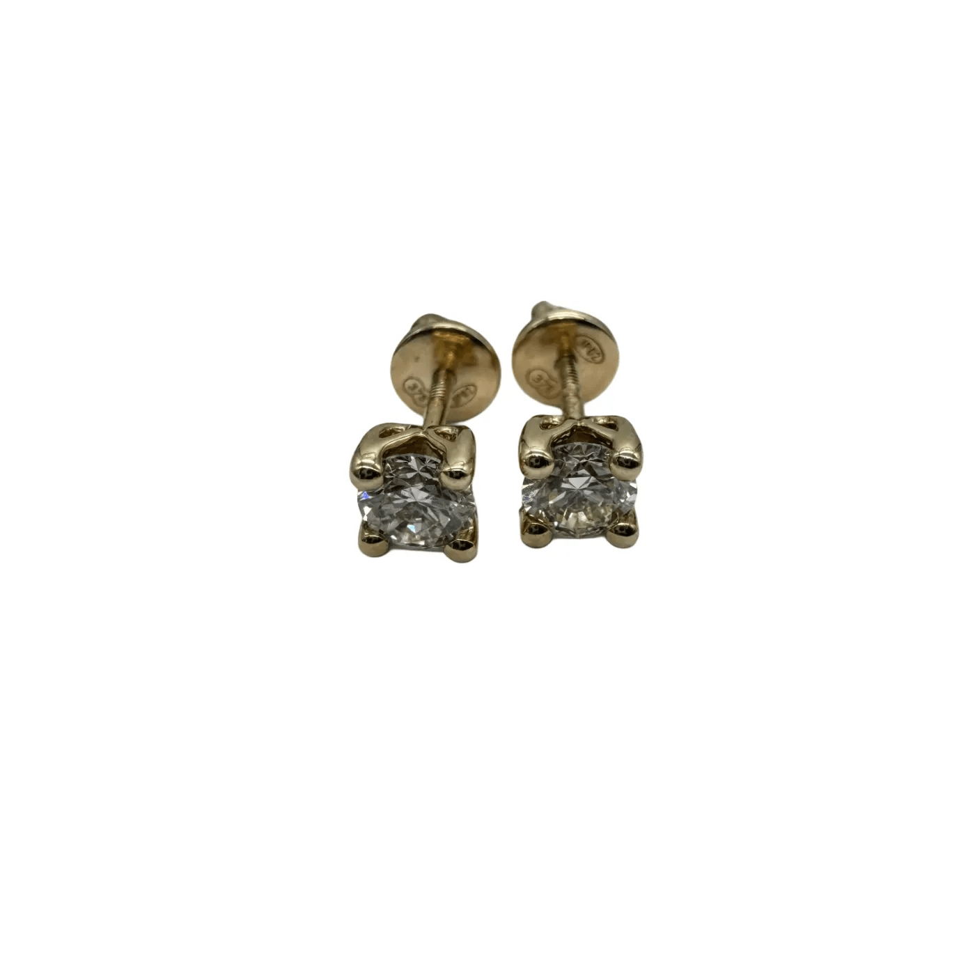 Ladies 9ct Yellow Gold Single Stone Diamond Stud Earrings 0.52ct TDW with Valuation – WL 1318969