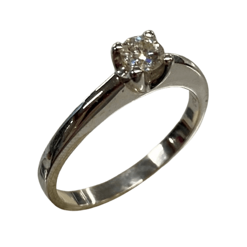 Ladies 18ct White Gold Single Diamond Ring. Single Round Brilliant Cut, 4 Claw Set Stone. (NG 147231)