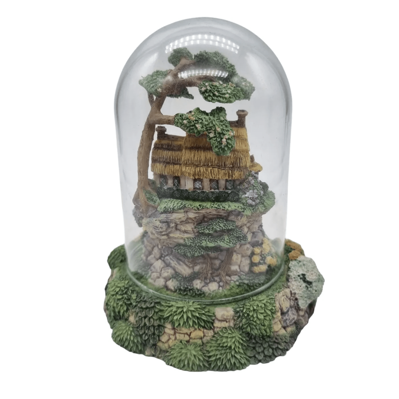 Franklin Mint: Wishing Well Cottage With Glass Dome – Hand Painted Limited Edition Statue #TUU3013