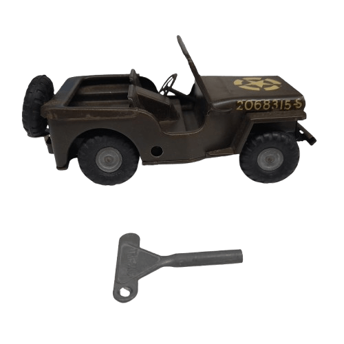 Vintage Tri-Ang Minic Clockwork Jeep Model Car with Box